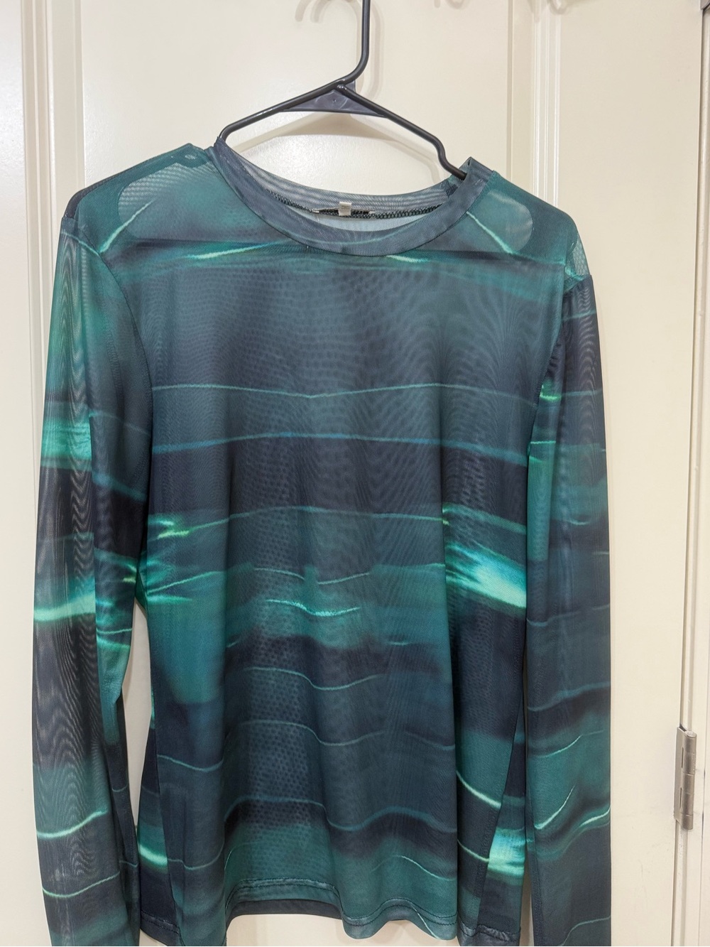 REMI-REVOLVE Long Sleeve Mesh Top in Teal & Black 💚🖤